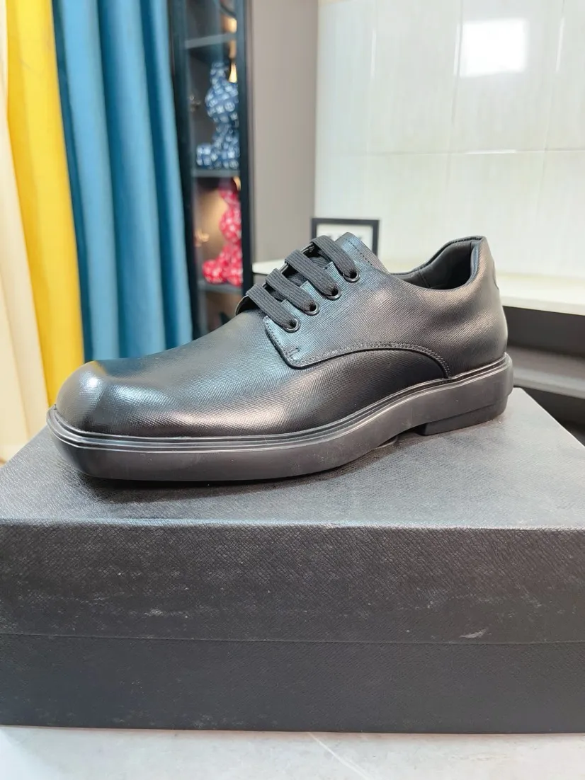 Men's shoes 💰540🌹🌹【PRADA Leather Shoes】Top purchasing agency Original imported Italian custom-made open-edge beaded cowhide leather surface, fully imported water-dyed breathable cowhide lining, original factory special molded sole super comfortable, size: 38-44
